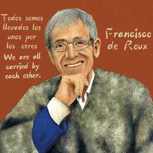 Jesuit priest, peace activist, and president of the Columbian Truth Commission Francisco de Roux / Illustration by Johnalynn Holland