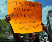Hudreds of people gathered at Union Square in New York May 3 to demand the release of schoolgirls. Michael Fleshman/Flickr Michael Fleshman/Flickr