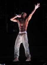 Holographic image of deceased hip hop icon Tupac Shakur "performs" at the 2012 Coachella Festival.