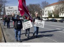 Pastor Terry Jones leads a Islamaphobic march. photo © 2011 Mark Taylor , Flickr photo © 2011 Mark Taylor , Flickr