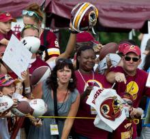 Washington Redskins fans at training camp on August 13, 2012. Photo via RNS/courtesy Keith Allison via Flickr