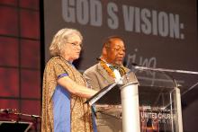 The Rev. Sharon Watkins and the Rev. Geoffrey Black offer a Litany of Response. Image via RNS/United Church of Christ/Flickr The Rev. Sharon Watkins and the Rev. Geoffrey Black offer a Litany of Response.