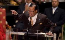Farrakhan speaking in Chicago, 2008. Photo via Getty Images. Farrakhan speaking in Chicago, 2008. Photo via Getty Images.