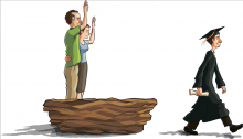 A high school graduate leaves the nest. Illustration by Mike Elliott/shutterstock.com A high school graduate leaves the nest. Illustration by Mike Elliott/shutterstoc