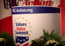 Speaker's podium at the Values Voters Summit, where the Emergent Church will be a focus this year. Photo by Gage Skidmore/flickr Speaker's podium at the Values Voters Summit, where the Emergent Church will be