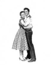 Dolores Hart and Elvis Presley in “Loving You.” Photo courtesy RNS/Globe photos. Photo courtesy RNS/Globe photos.