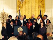 President Obama speaks after the Senate cleared a three-month extension of Unemployment benefits. Lisa Sharon Harper/Sojourners Lisa Sharon Harper/Sojourners