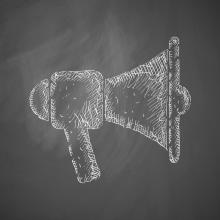 Chalk illustration of a megaphone. Image courtesy Palau/shutterstock.com Chalk illustration of a megaphone. Image courtesy Palau/shutterstock.com