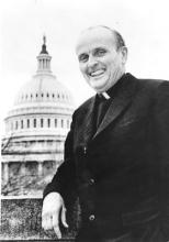 The Rev. Robert F. Drinan poses in front of the U.S. Capitol Building. Religion News Service photo Religion News Service photo