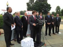 Rep. John Fleming (R-La.) seeks support during a Capitol Hill press conference on July 9. Photo courtesy RNS.