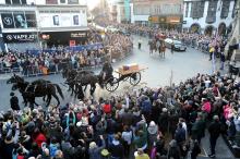 The coffin goes around the center of Leicester during the ceremony. Photo via Chris Gordon / Diocese of Leicester / RNS Photo via Chris Gordon / Diocese of Leicester / RNS
