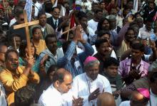 Protestors gathered in New Delhi to demand equal affirmative action for Christian and Muslim Dalits. Photo by John Dayal Photo by John Dayal