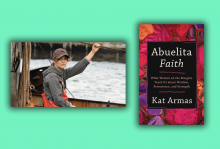 A scene from CODA of 17-year-old Ruby on a fishing boat. The cover of 'Abuelita Faith' has a background of flowers in warm colors.