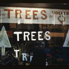 Trees and wreaths on display in a shop, circa 1941. Via Library of Congress http://www.wylio.com/credits/Flickr/2179177496 Trees and wreaths on display, circa 1941. Image via LOC http://bit.ly/u30Iyk