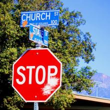 "Stop the Intersection of Church and State." Image via Wylio, http://bit.ly/yAHnfE "Stop the Intersection of Church and State." Image via http://bit.ly/yAHnfE