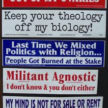 Atheist bumper stickers via Wiki Commons http://bit.ly/xFqYIO Atheist bumper stickers via Wiki Commons http://bit.ly/xFqYIO