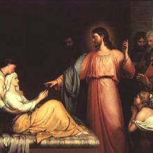 "Christ Healing the Mother of Simon-Peter" by John Bridges. Via Wiki Commons, http://bit.ly/zTeWKC. "Jesus Healing the Mother of Simon-Peter." Via Wiki Commons http://bit.ly/zTeWKC