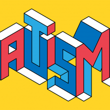 The word autism made of typographic letters.