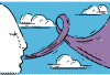 Illustration of a face exhaling a purple puff of air.