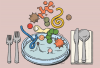Illustration of pathogens floating over a place setting