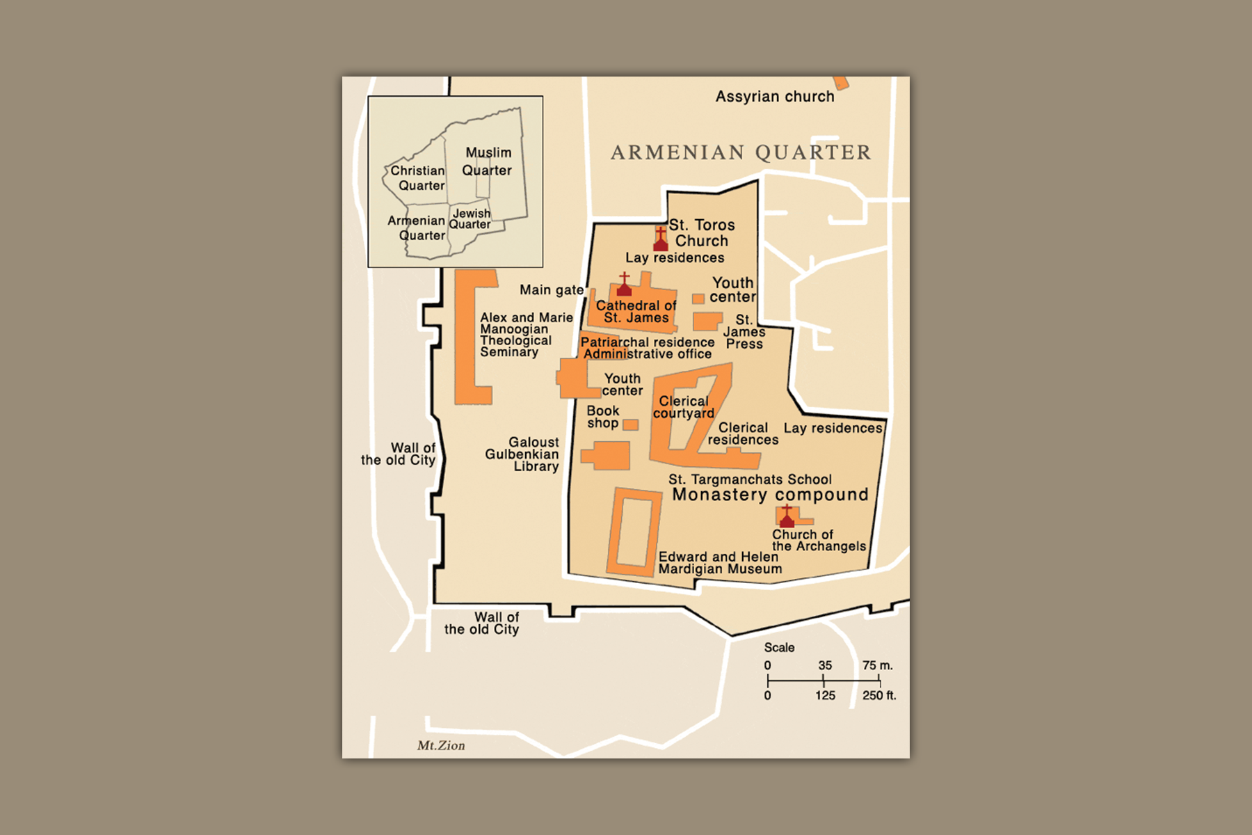 Map of Jerusalem’s Armenian quarter.