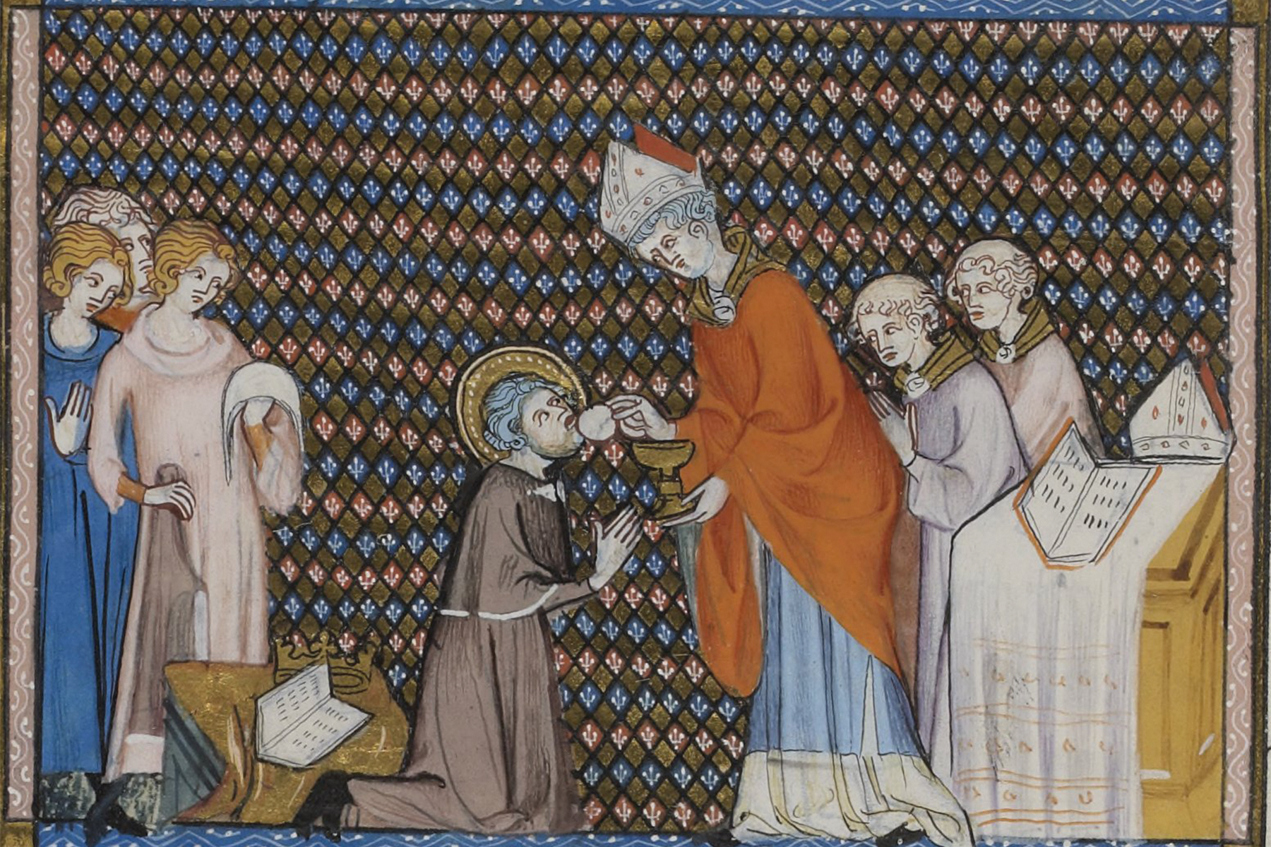 St. Louis IX of France receives Communion.